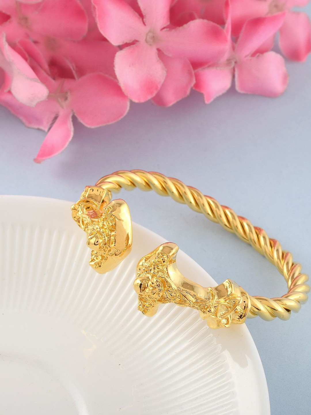 Missmister Gold-Plated Satan Skull Head Kada Bracelet
