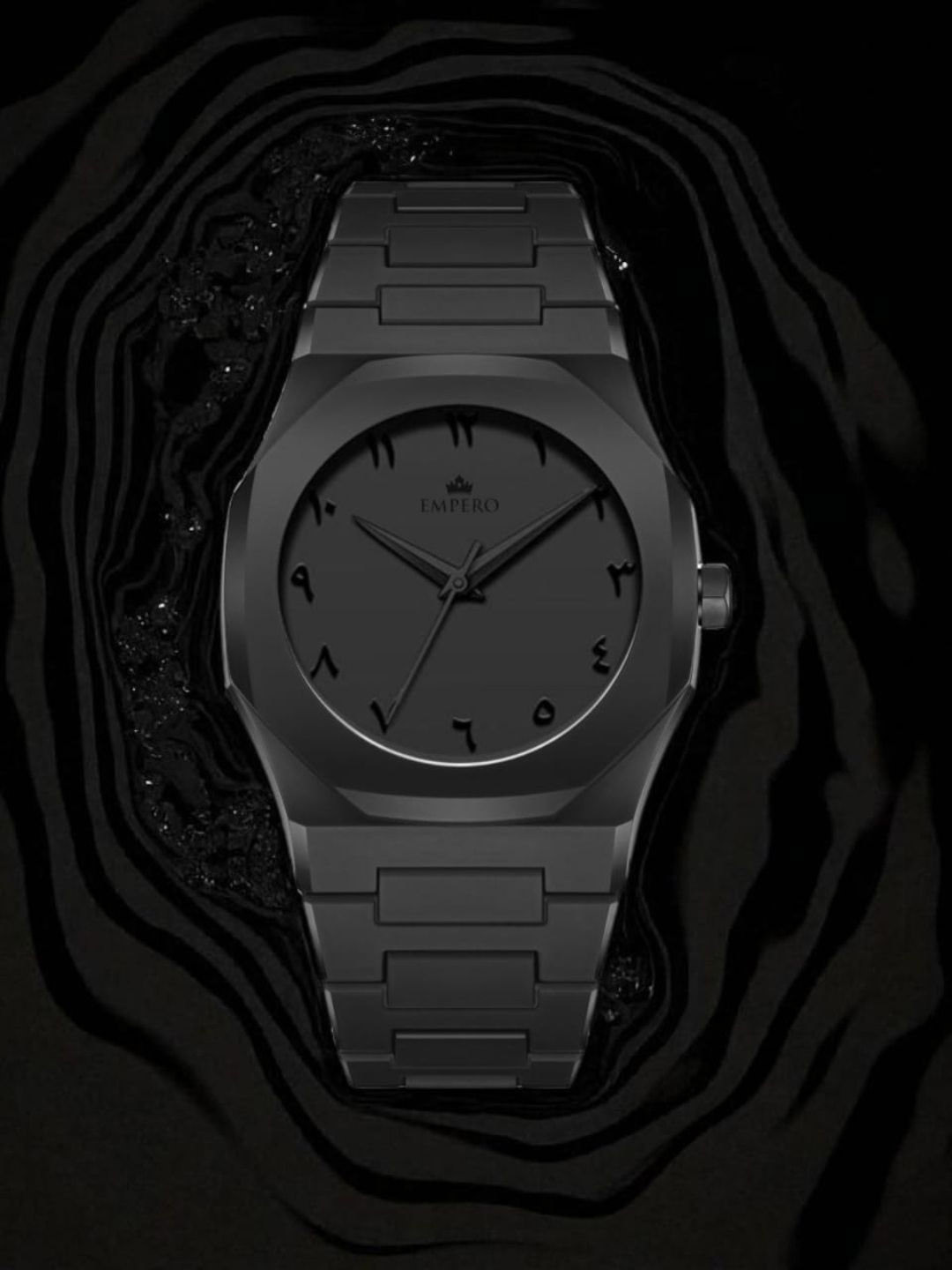 EMPERO Unisex Brass Dial & Bracelet Style Straps Analogue Watch DM01 Full Black