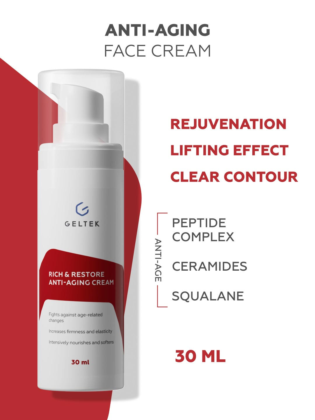 GELTEK Rich & Restore Anti-Aging Cream With Ceramides - 30 ml