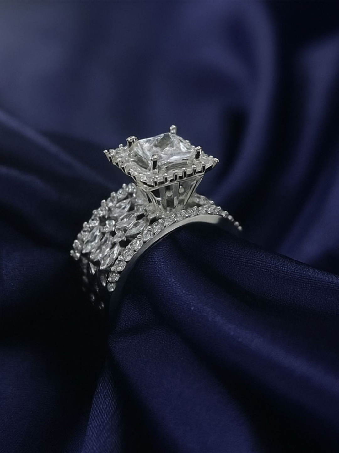 shringaar by neha Rhodium-Plated Finger Ring