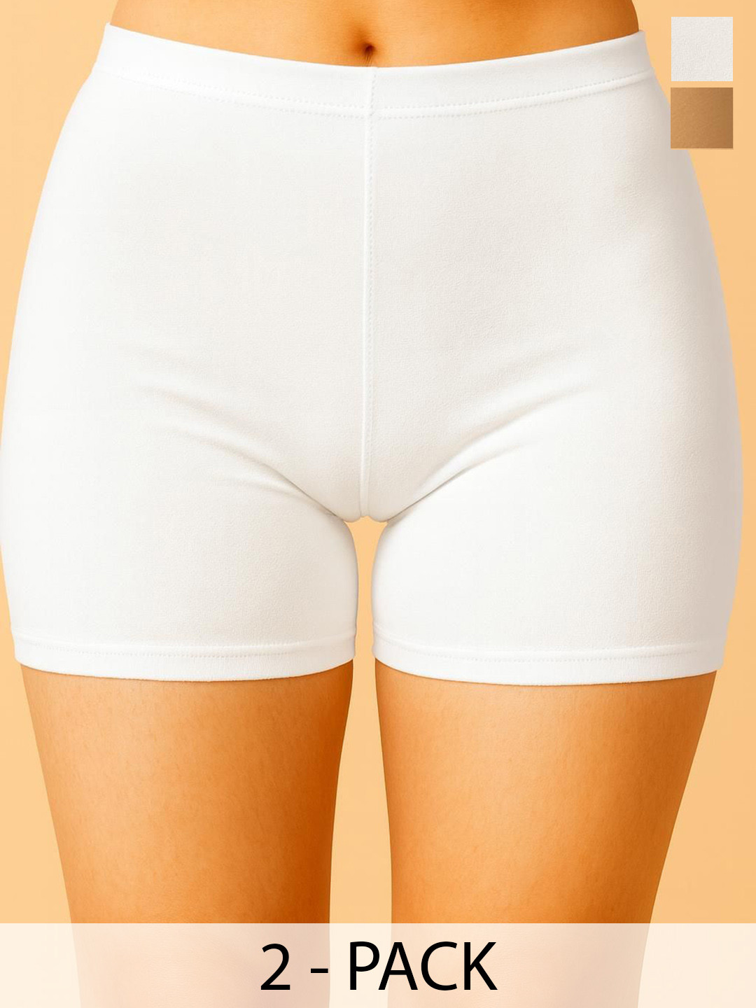 Apraa & Parma Pack Of 2 Concealed Waistband Boy Short Briefs - AP SBT-33 Skin,White XS-2