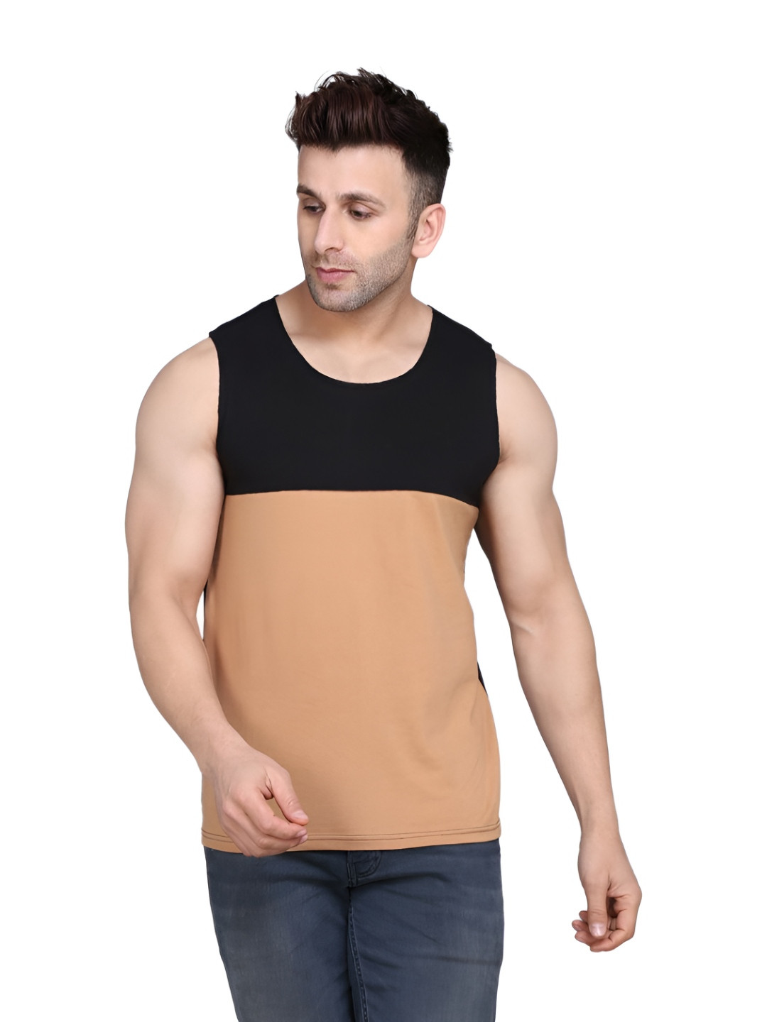 SLOWLORIS Pack Of 2 Colorblocked Combed Cotton Gym Vests