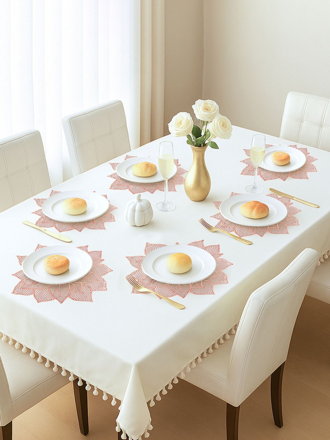 Aura Copper-Toned 6 Pieces Textured Anti-Skid Heat-Resistant Table Placemats