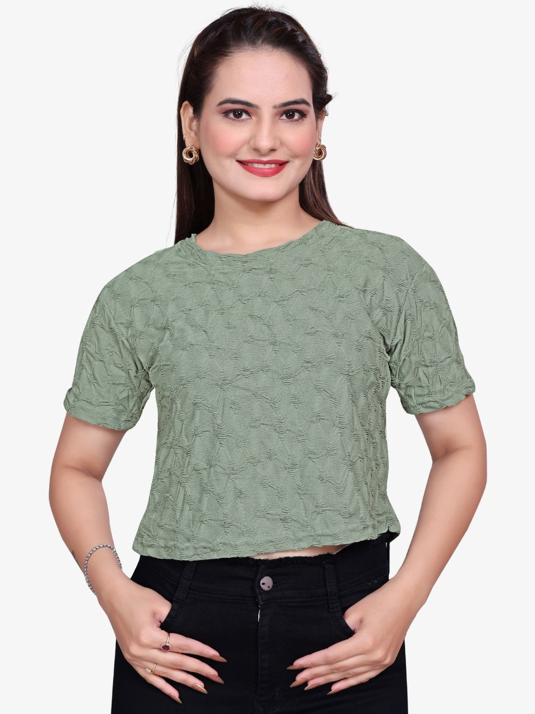 Dorell Women Textured Crop Top