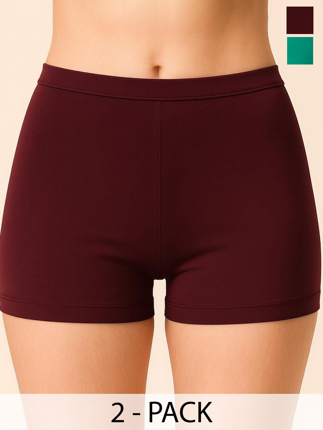 Apraa & Parma Pack of 2 Mid-Rise  Boyshort Briefs AP SBT-33 Purple,R Green XS-2