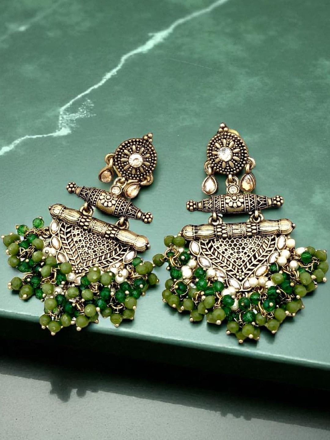 BFC - BUY FOR CHANGE Women Green Floral Chandbalis Earrings