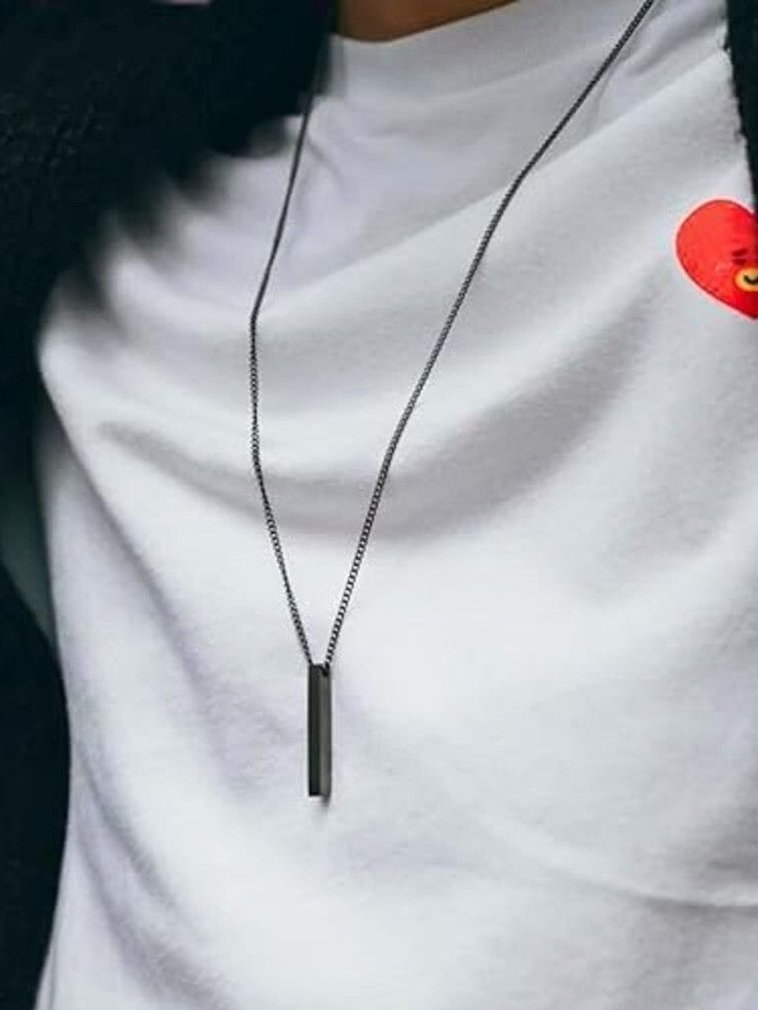 Rolss Men Stainless Steel Rectangular Shaped Pendant With Chain