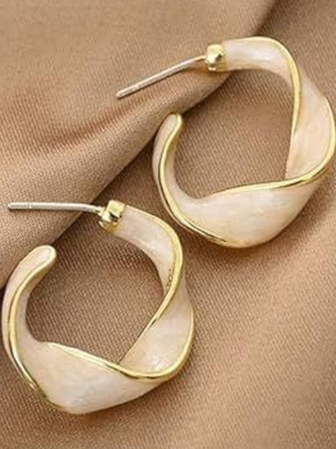 Inara Robes Gold Plated Rhinestone Half Hoop Earrings