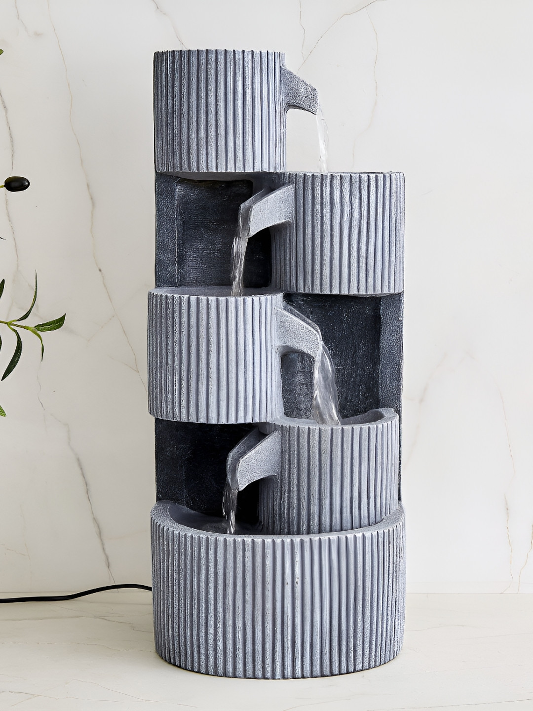 Home Centre Alpine Modern Grey Textured Step Water Fountain