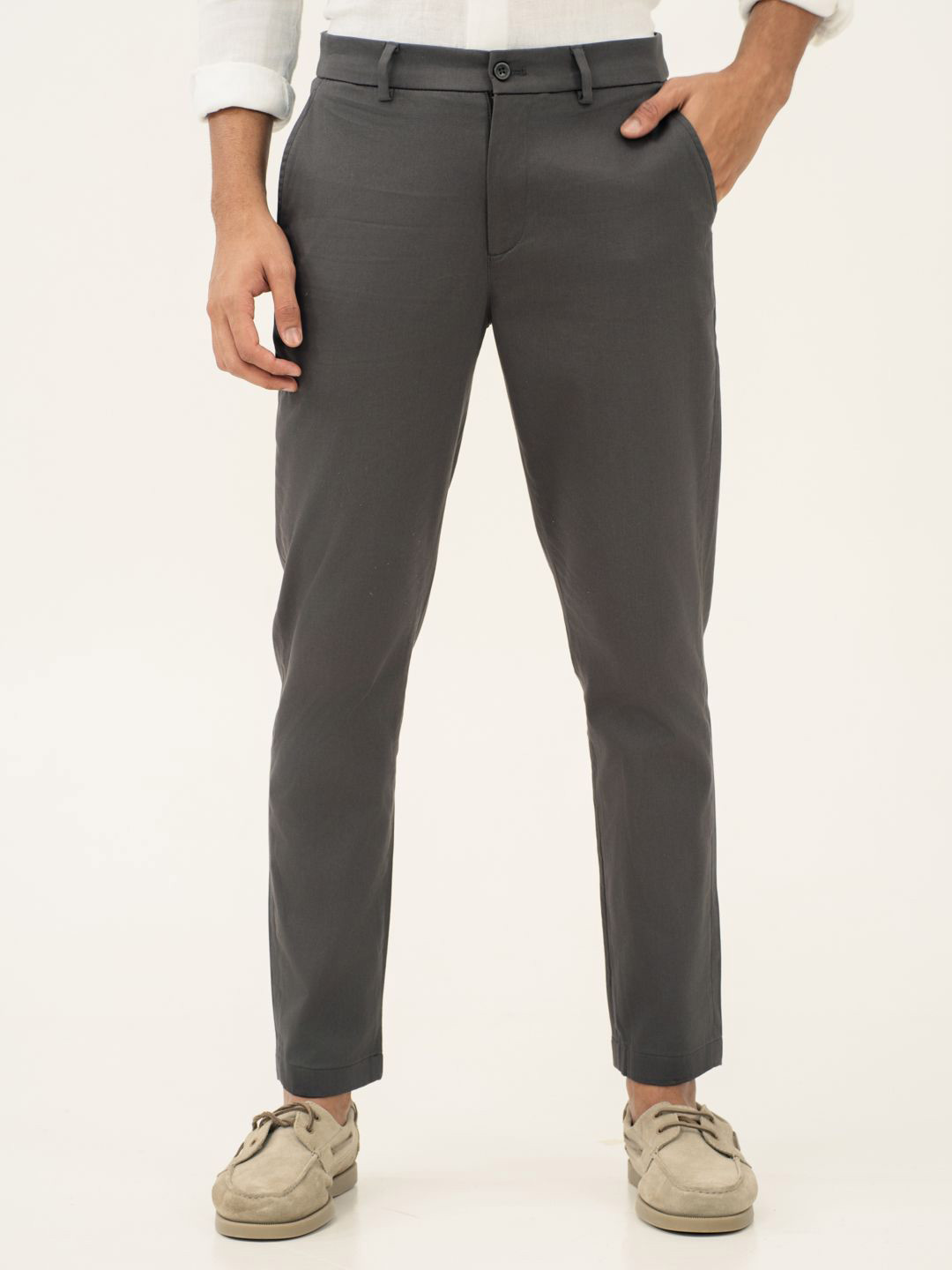 The Pant Project Men Rainshield Grey Water Repellent Slim Fit Stretch Chinos