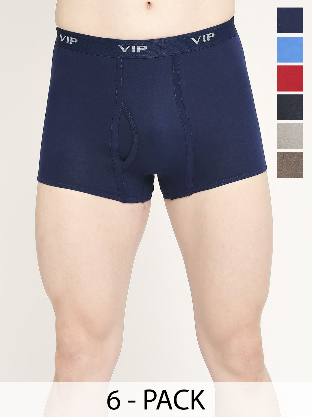VIP Men Pack Of 6 Assorted Cotton Trunks VP-MI-TR-PUNCH-1P-IN-PO6-80-Pack of 6