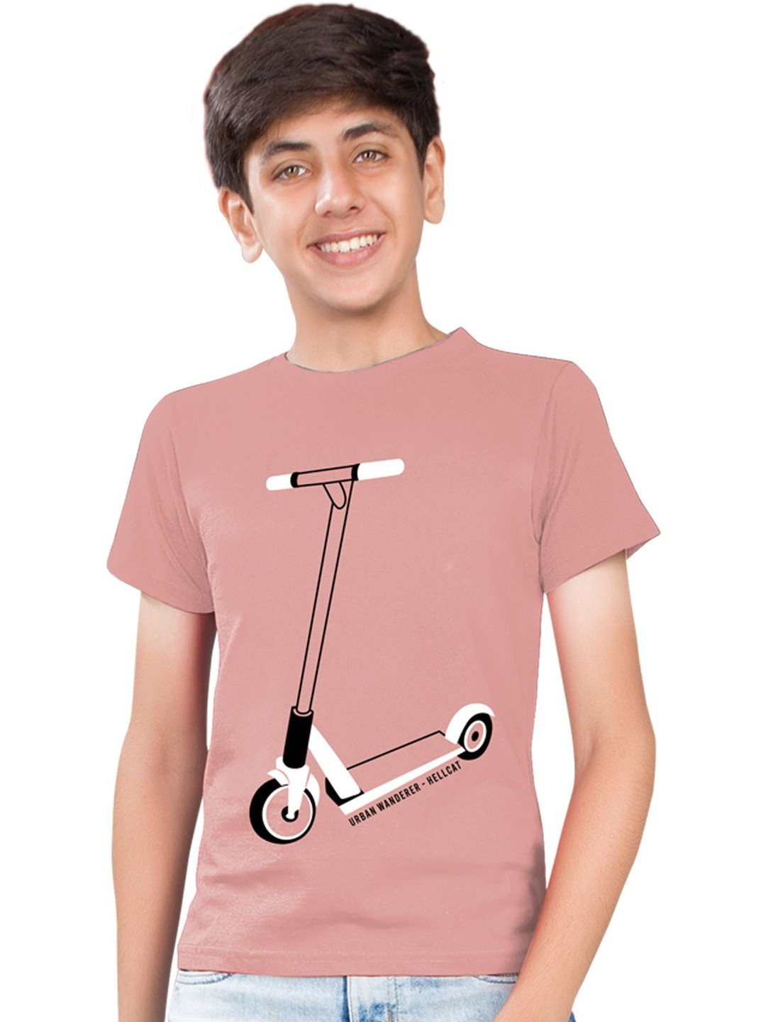 ACTLIVE Boys Pink Cotton Solid Causal Short Sleeves Tshirts