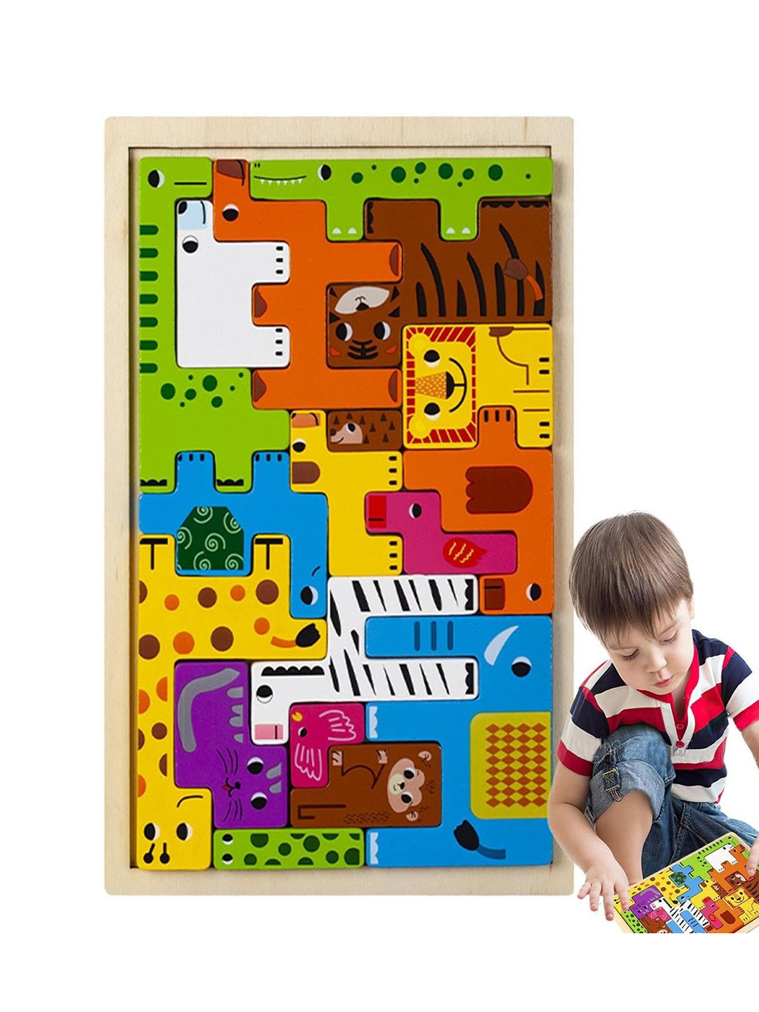 MUREN Kids Wooden Animal Puzzle Toy