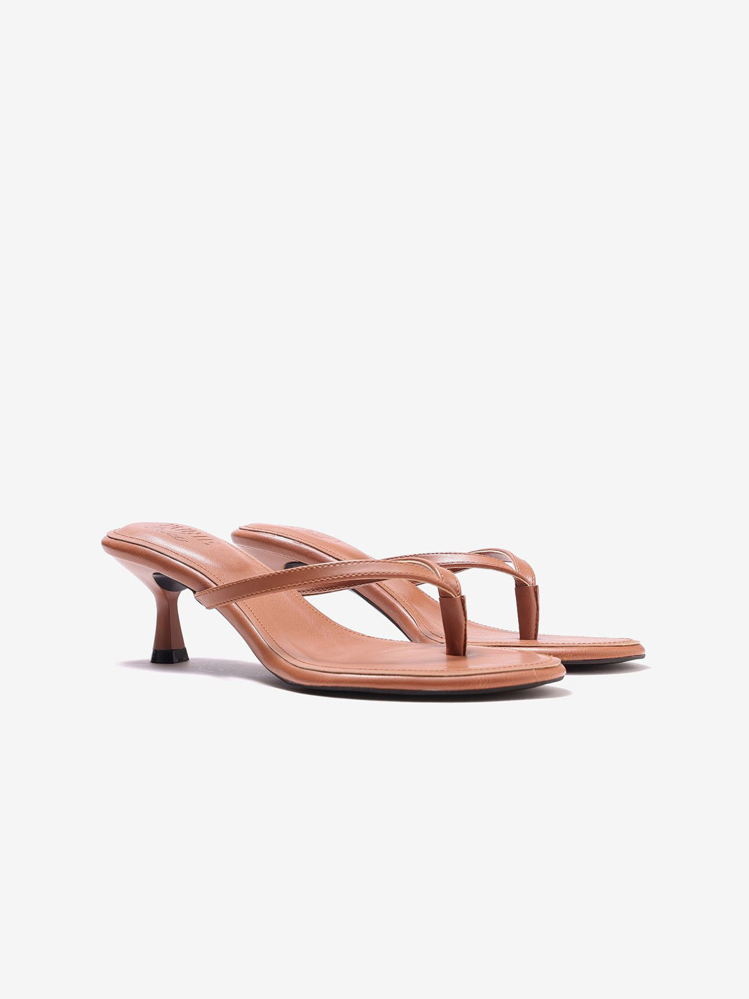 Pair ie Tales Leather Open Back Kitten Heels