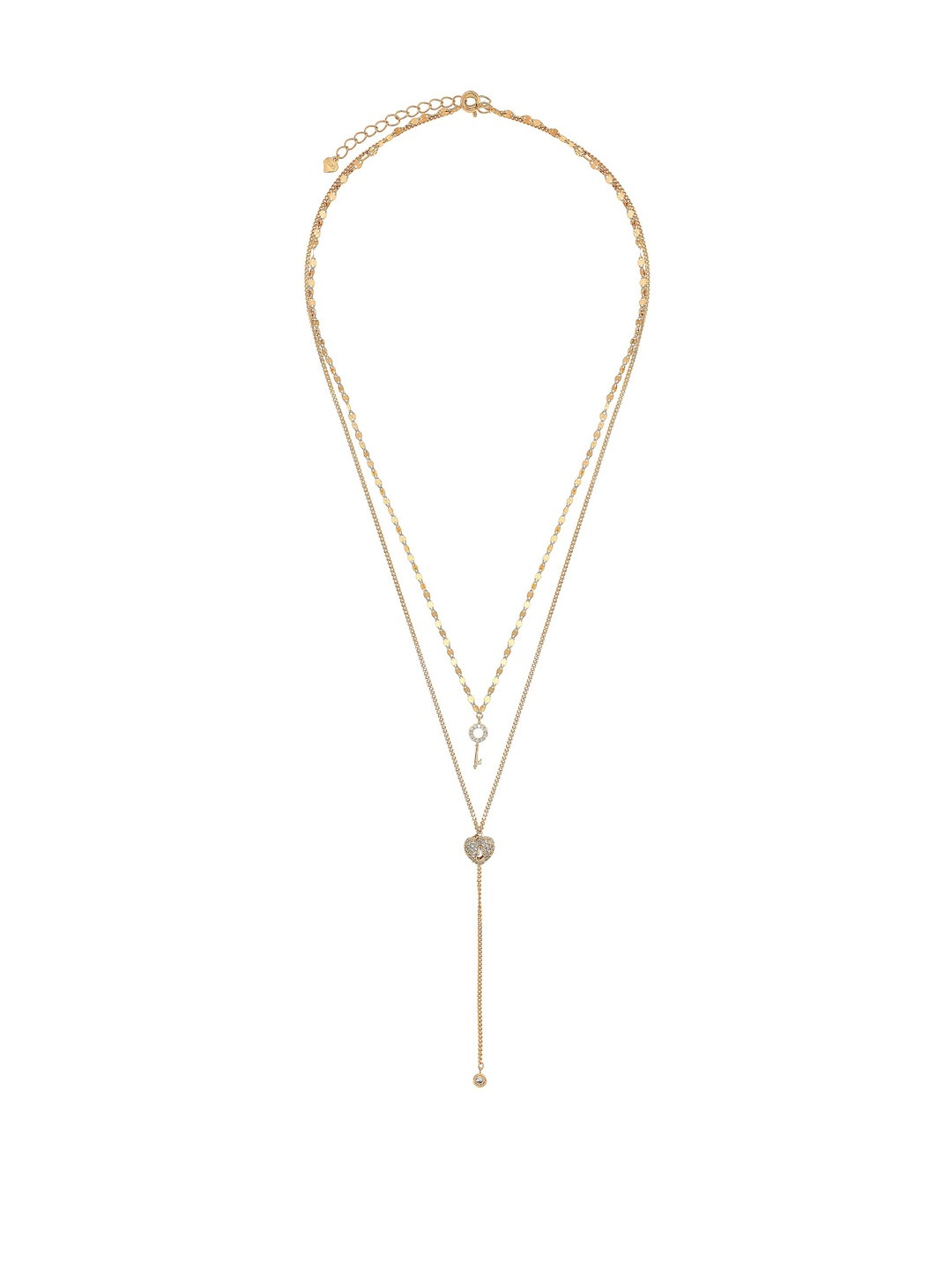 BHIMA 925 Sterling Silver Artificial Stones Studded Glimmer Grace Layered Minimal Necklace