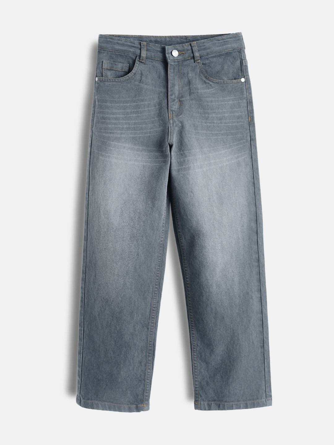 Urbano Juniors Boys Light Grey Loose Baggy Fit Washed Denim Jeans Stretchable