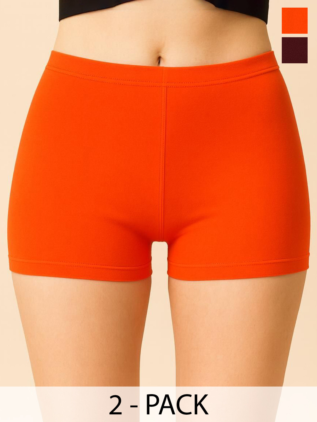 Apraa & Parma 2-Pc Mid-Rise Antimicrobial Boyshort Briefs AP SBT-33 Purple,D Orange XS-2