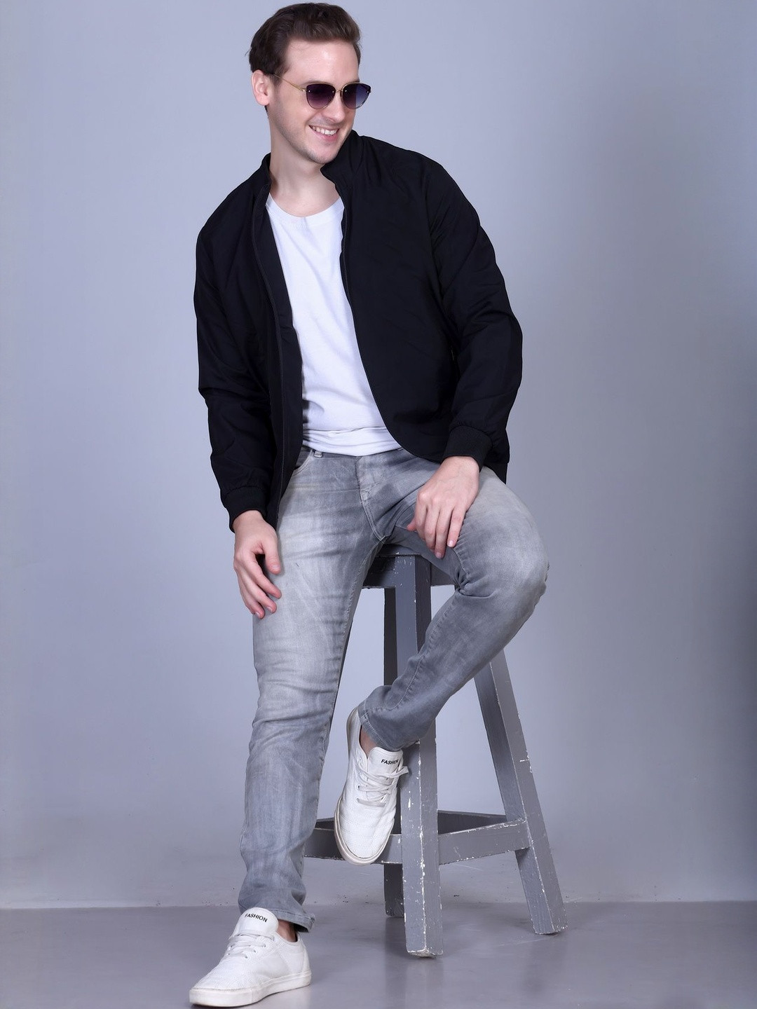 Roadster Men Mock Collared Open Front Jacket