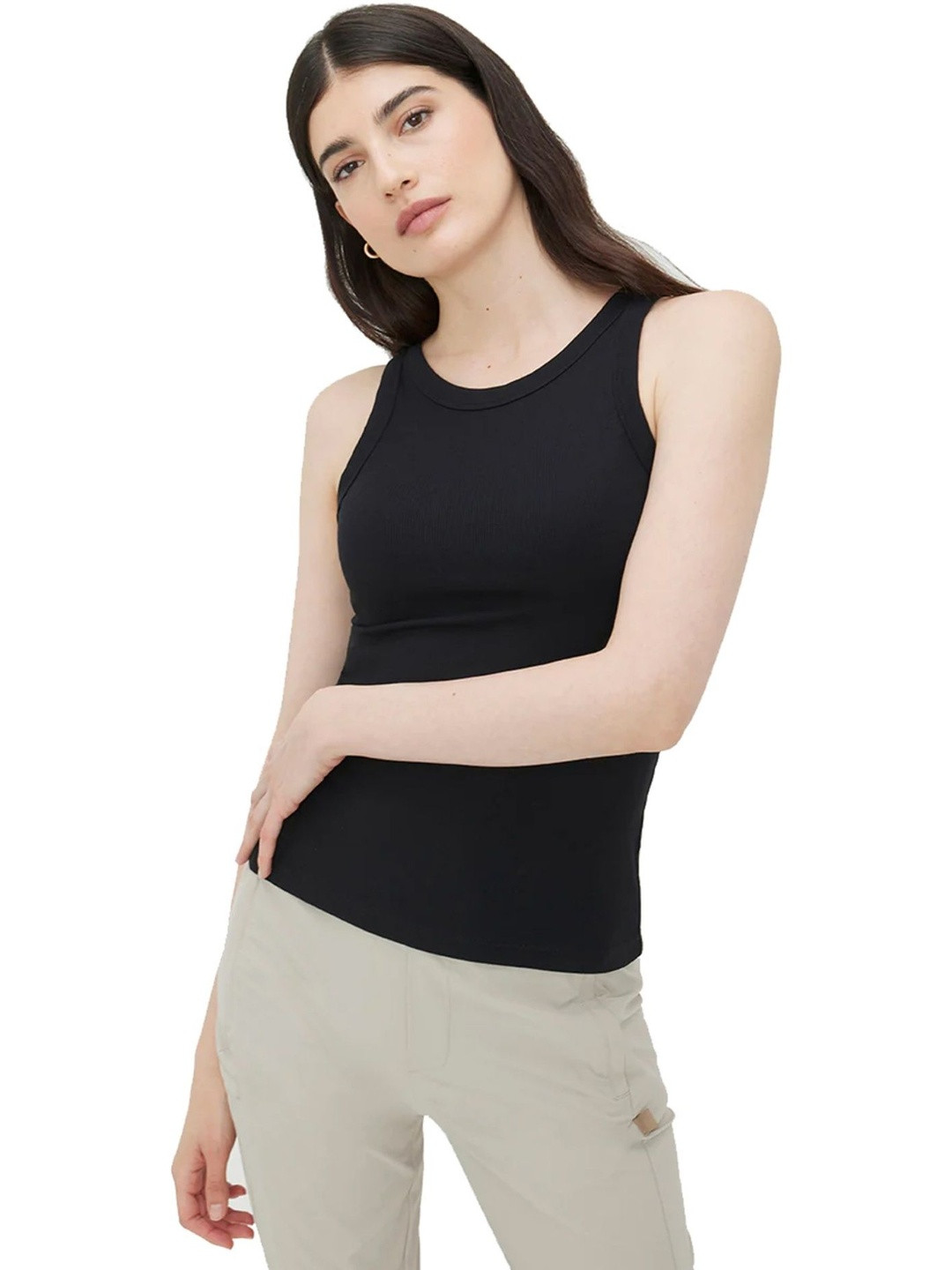 Stars and You Black Ribbed Cotton Tank Top