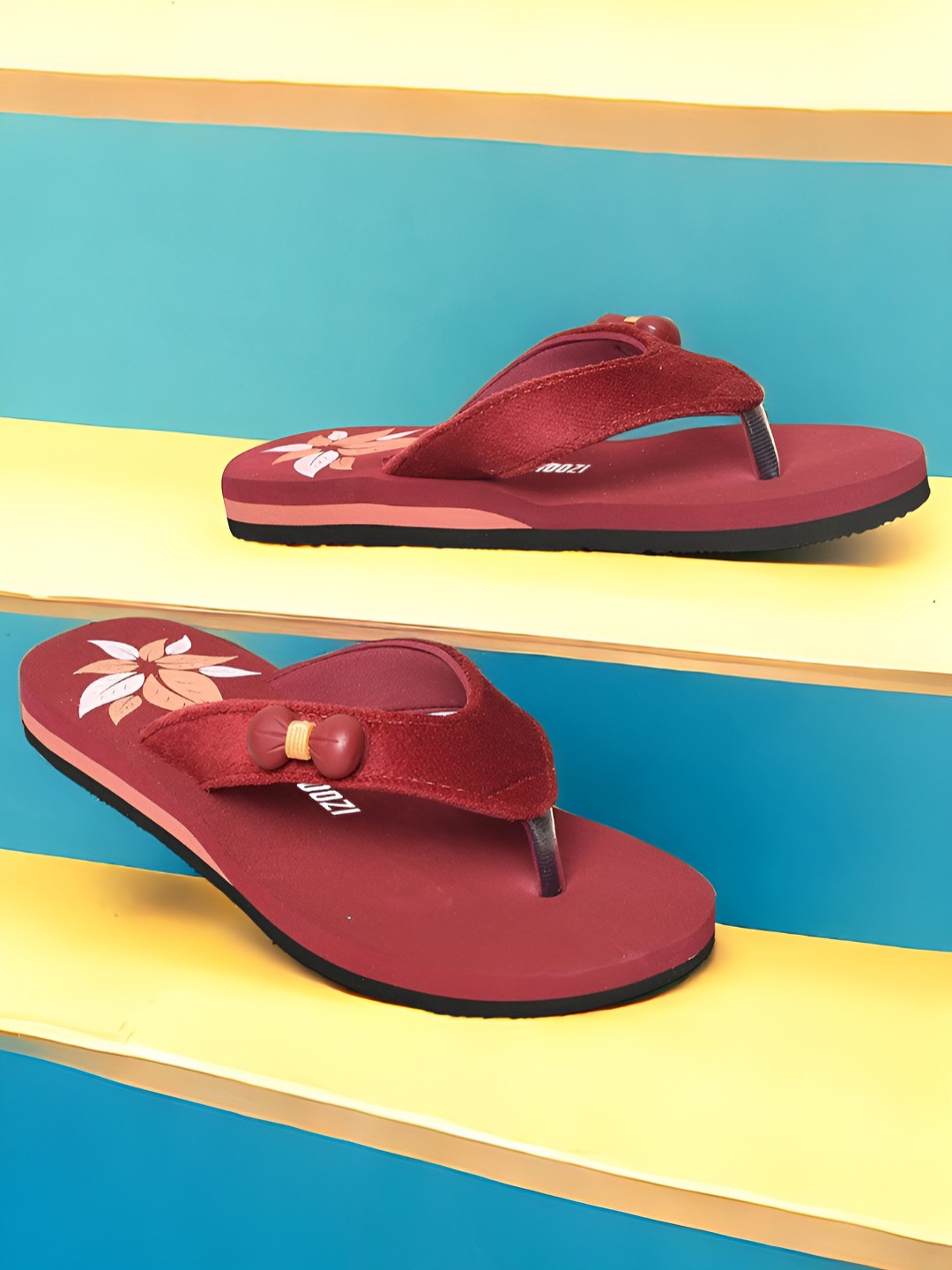 SCHOOZI Floral Printed Thong Flip-Flops