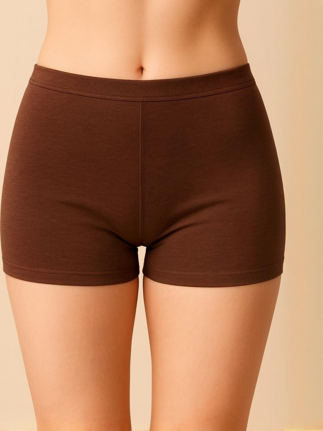 CKARFE Pack of 2 Solid Mid-rise High Coverage Stretch Boy Shorts CF SBT-33