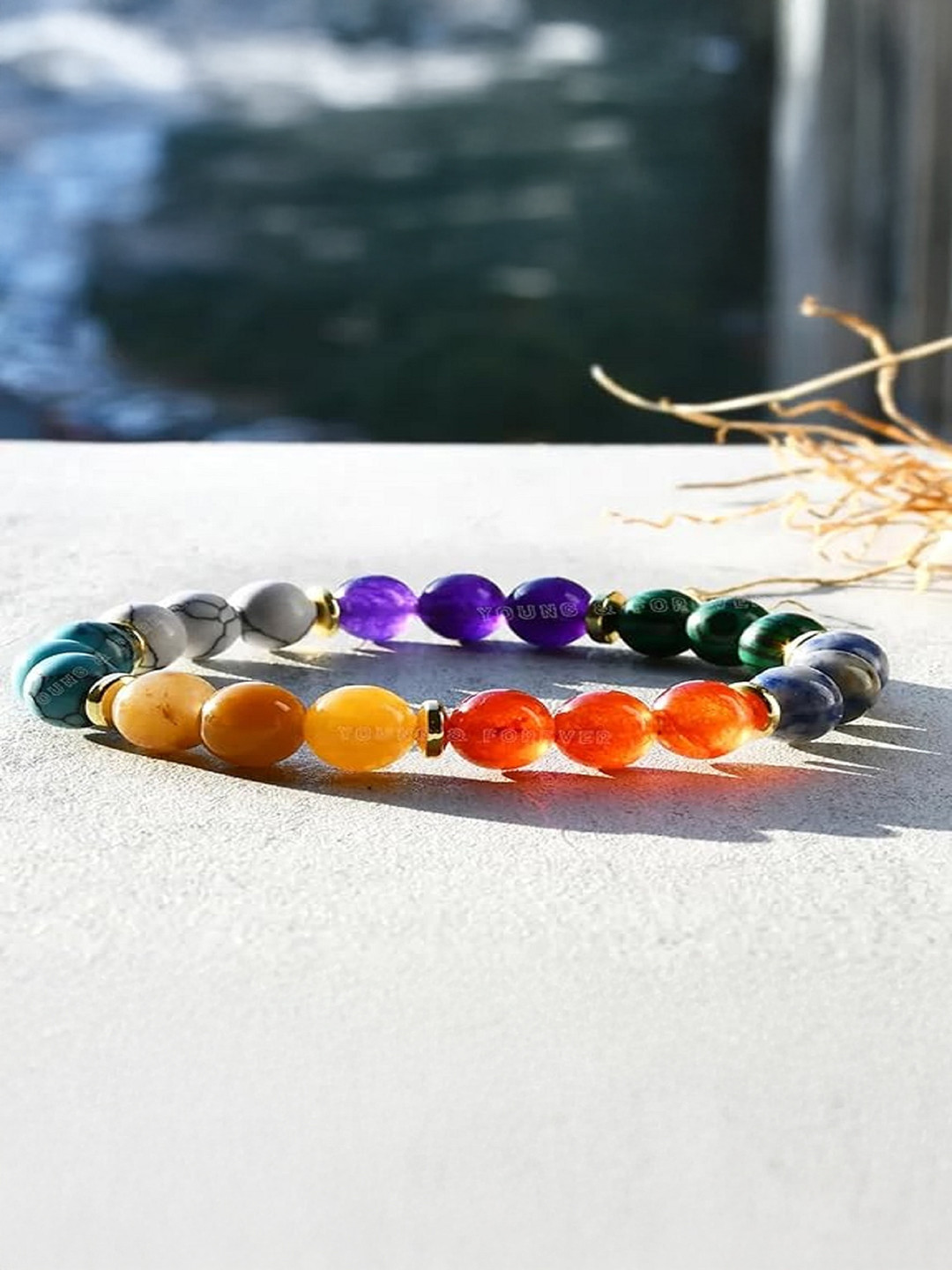 EPSAA Unisex Multi Colored Crystals Elasticated Bracelet