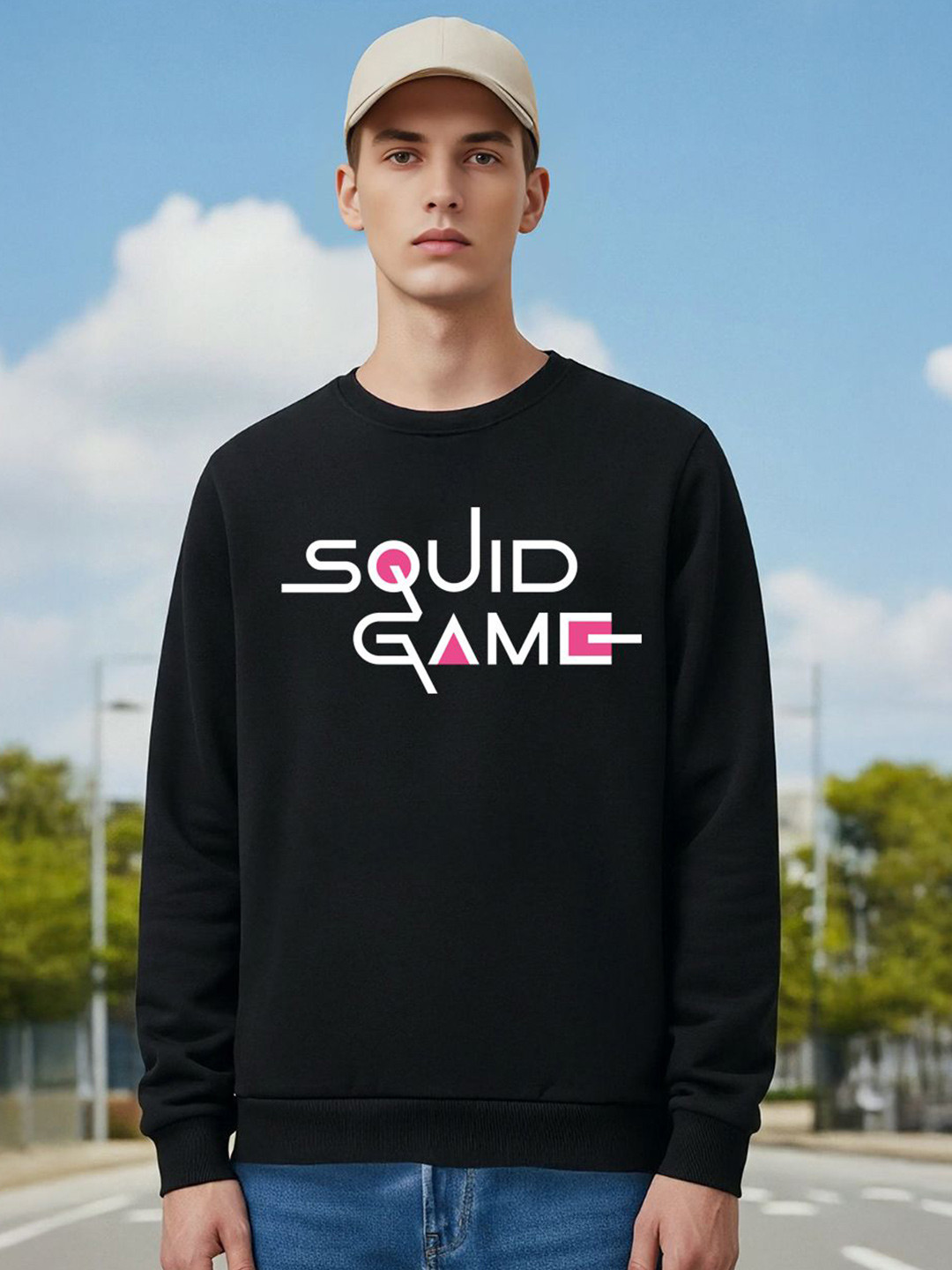 MaverIQ Men Squid Game Typography Printed Round Neck Full Sleeve Sweatshirt
