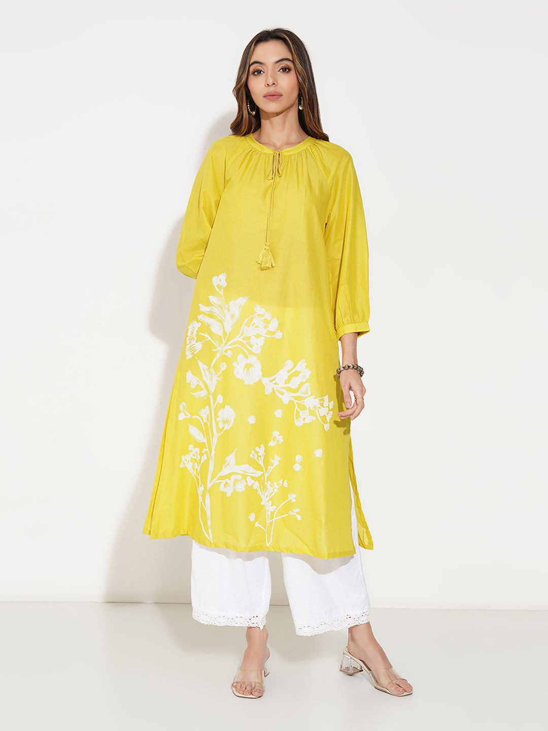 RANGMANCH BY PANTALOONS Women Floral Printed Daily Cotton Straight Kurta