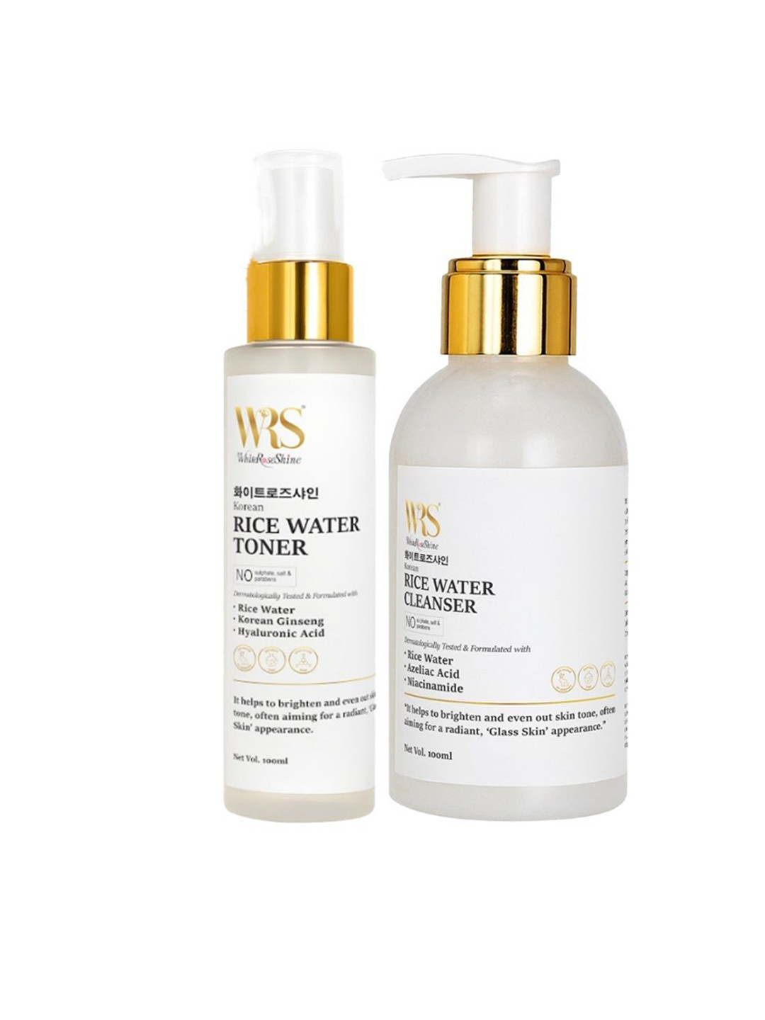 WHITEROSESHINE Set Of 2 Rice Water Toner & Cleanser - 100 ml Each