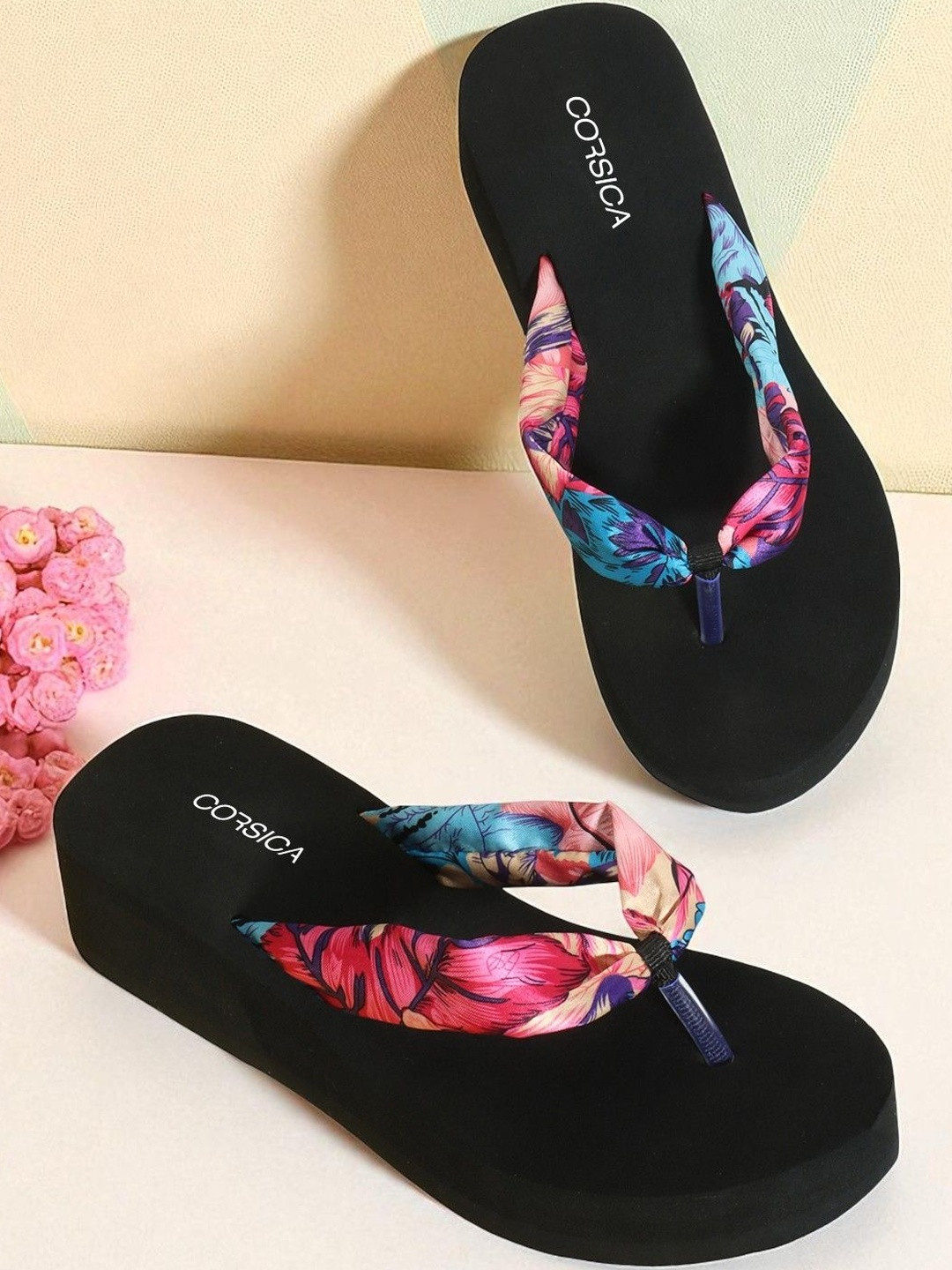 CORSICA Women Black solid Fabric Ortho pain relief With  Super Soft Anti-Skid Slipper