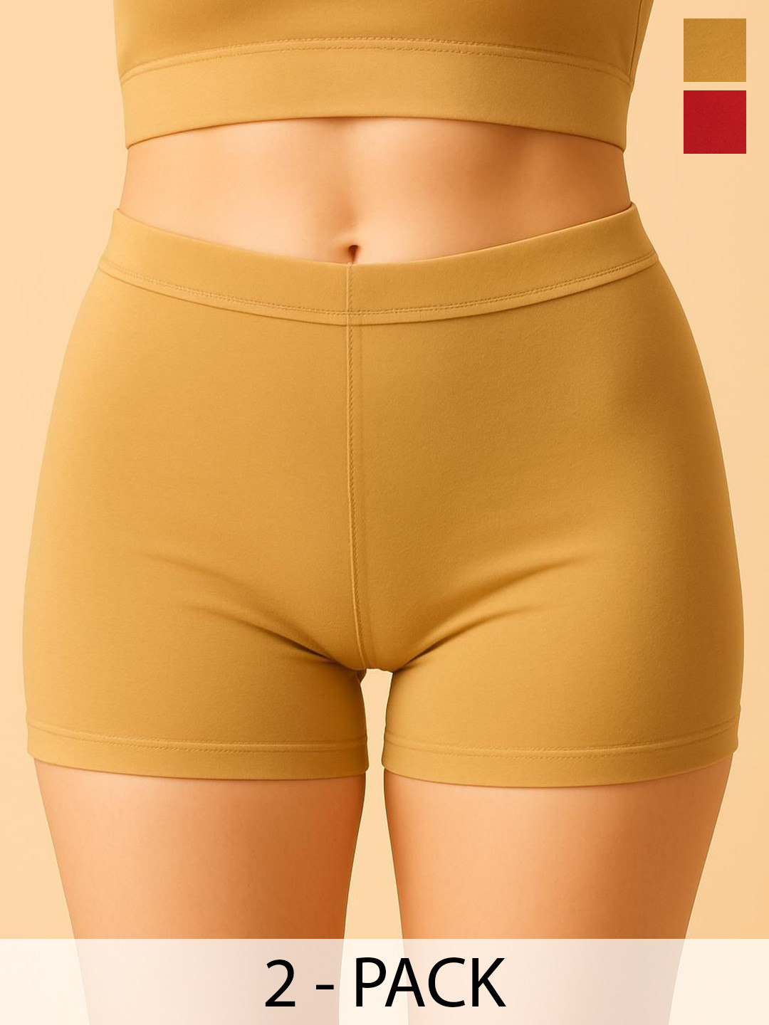 CKARFE Pack Of 2 Cotton Boy Shorts Briefs CF SBT-33 D Skin,Maroon XS-2-D Skin,Maroon