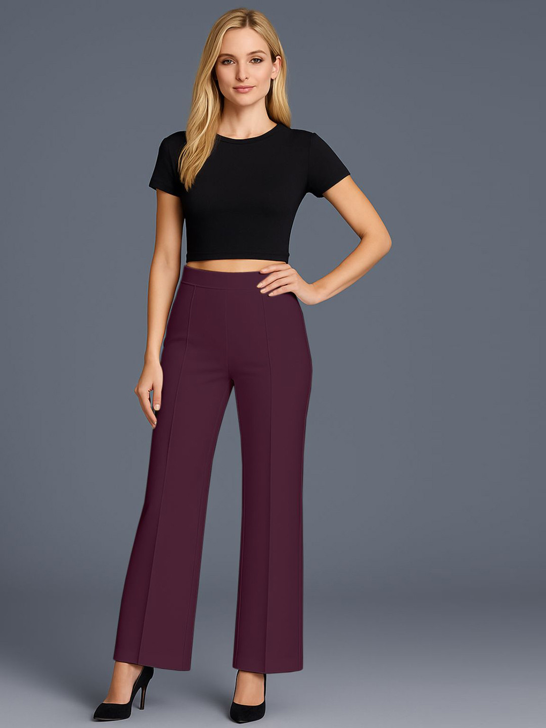 SWADESI STUFF Women Relaxed Wide Leg Easy Wash Trousers