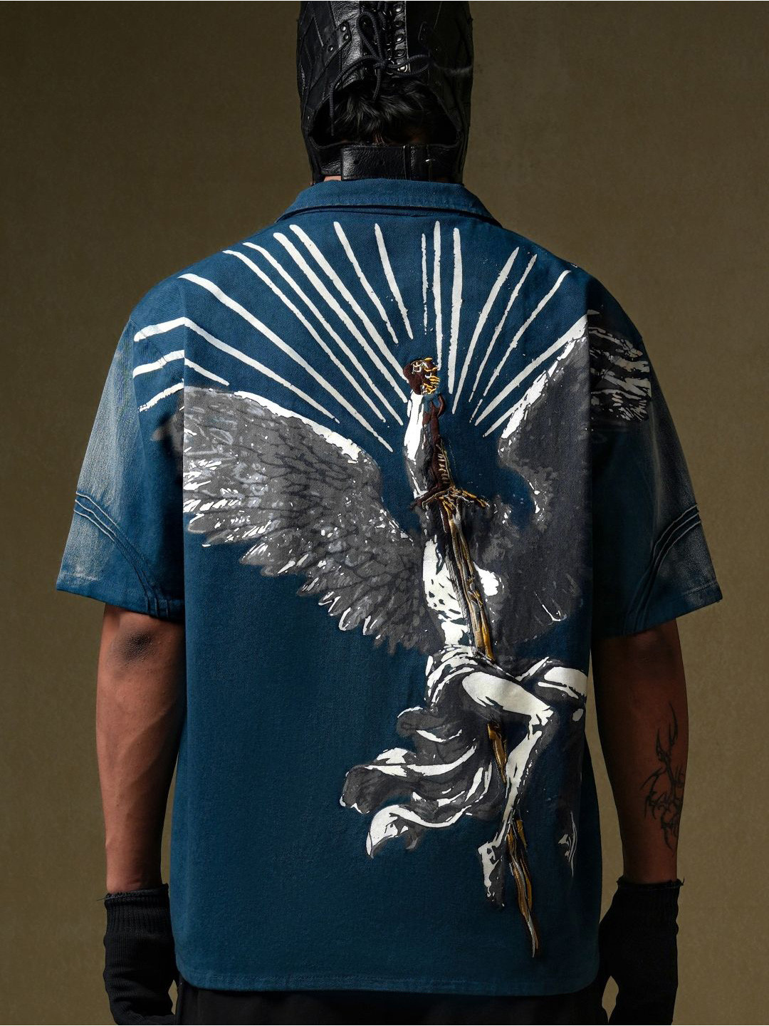 HOLY HEADEN Men Graphic Printed Cuban Collar Cotton Casual Shirt