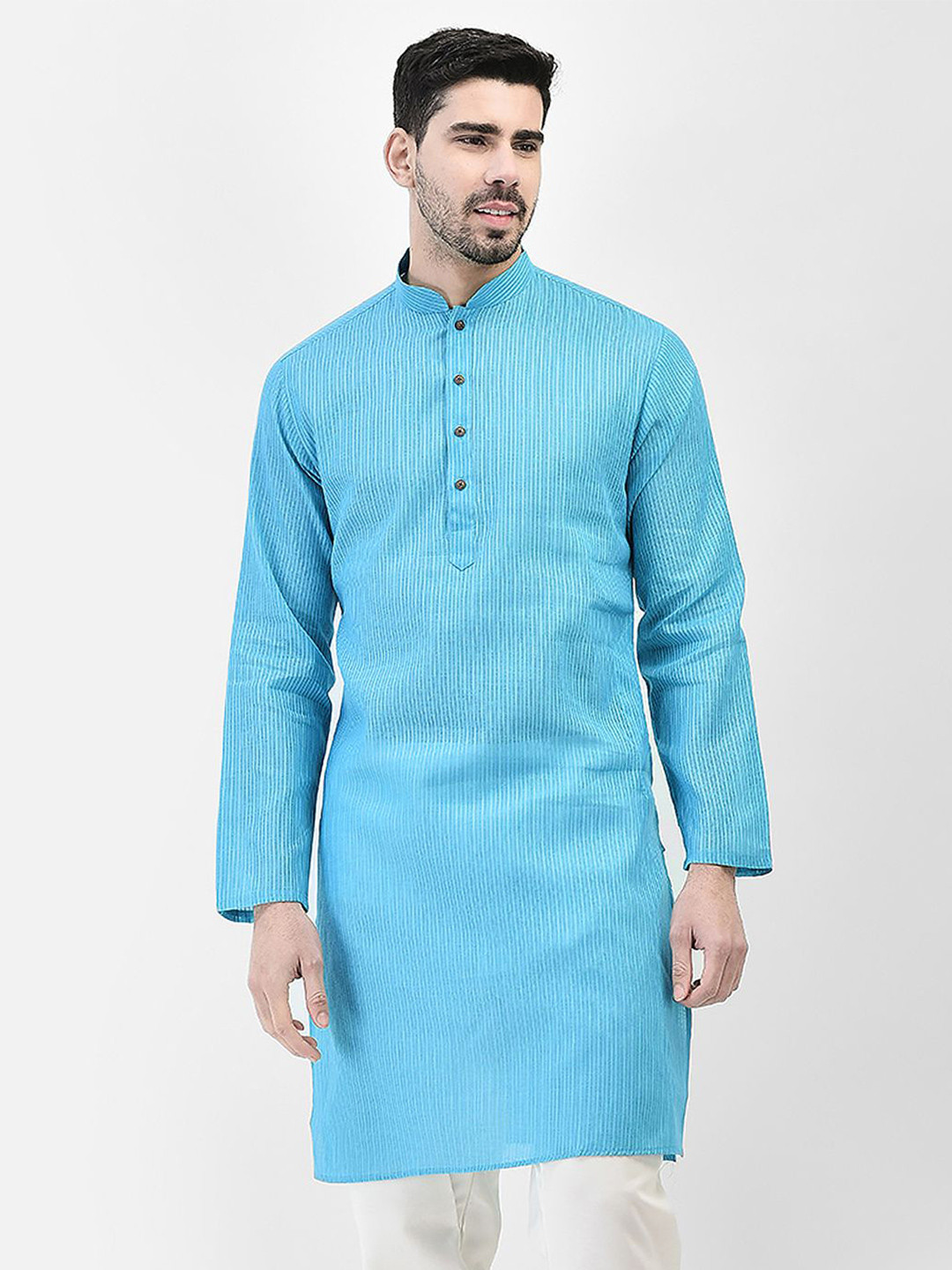 SG LEMAN Men Striped Daily Cotton Straight Kurta