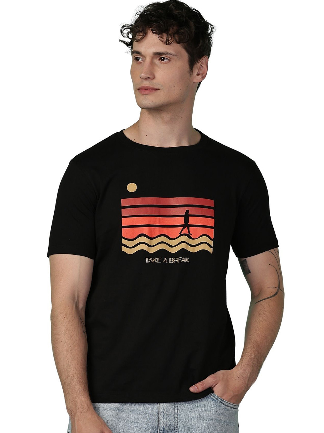 Y.O.U Graphic Printed Round Neck Pure Cotton Regular Fit T-shirt