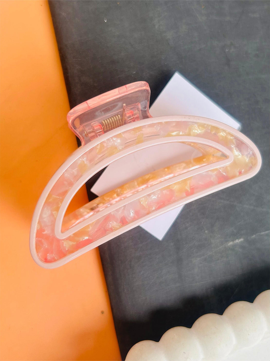 Radhya Accessories Marble Printed Bofeini Hair Claw Clip