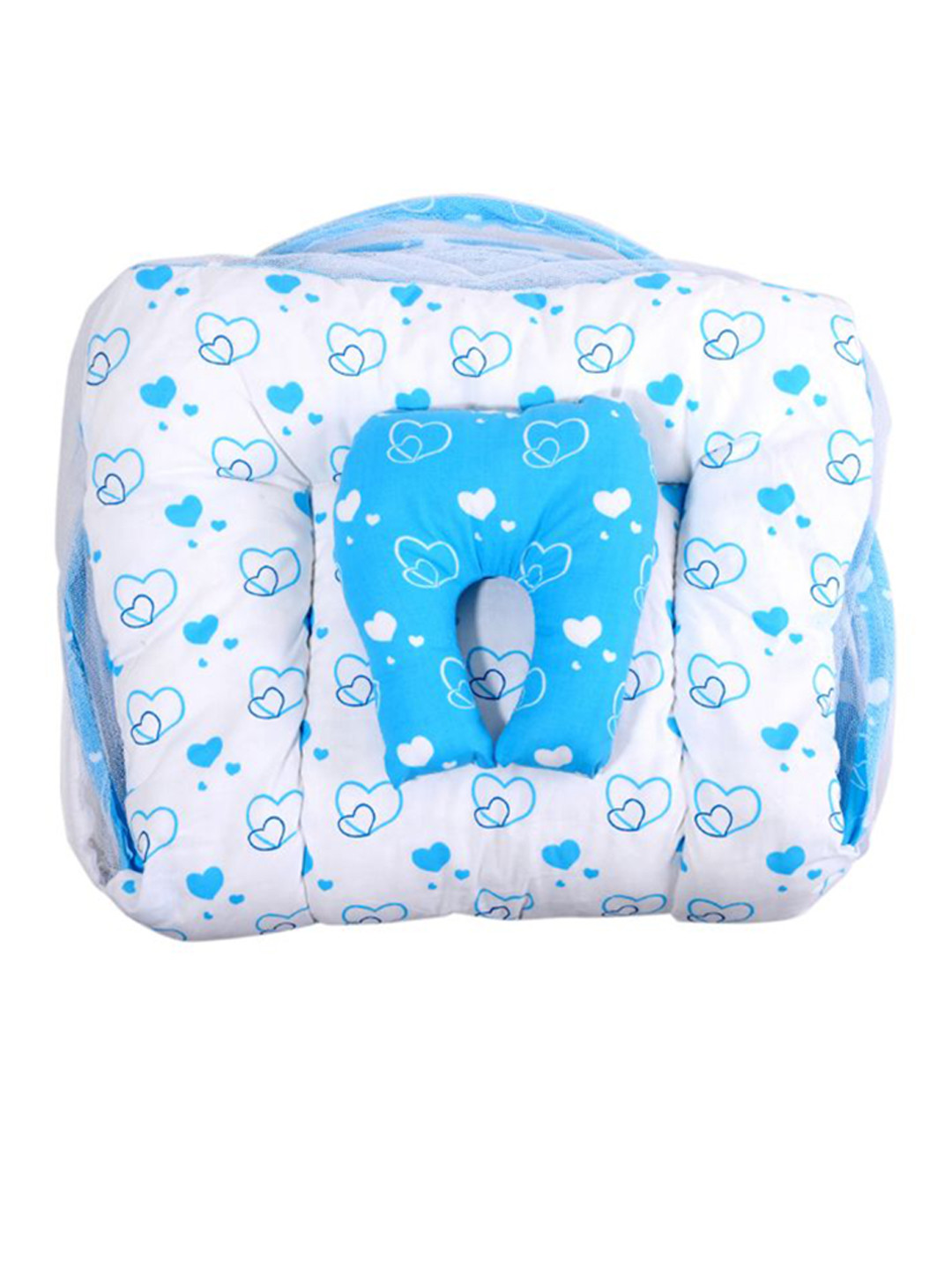 ADORE STUFF Infants White & Blue Printed Pure Cotton Baby Bed Set