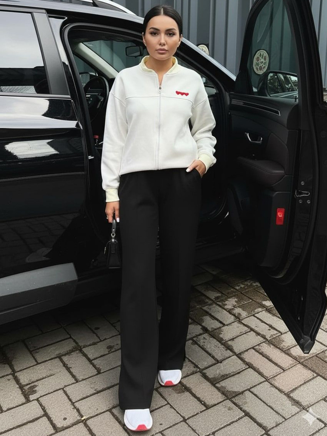 Pookiie Women Colourblocked Wide Leg Track Pants