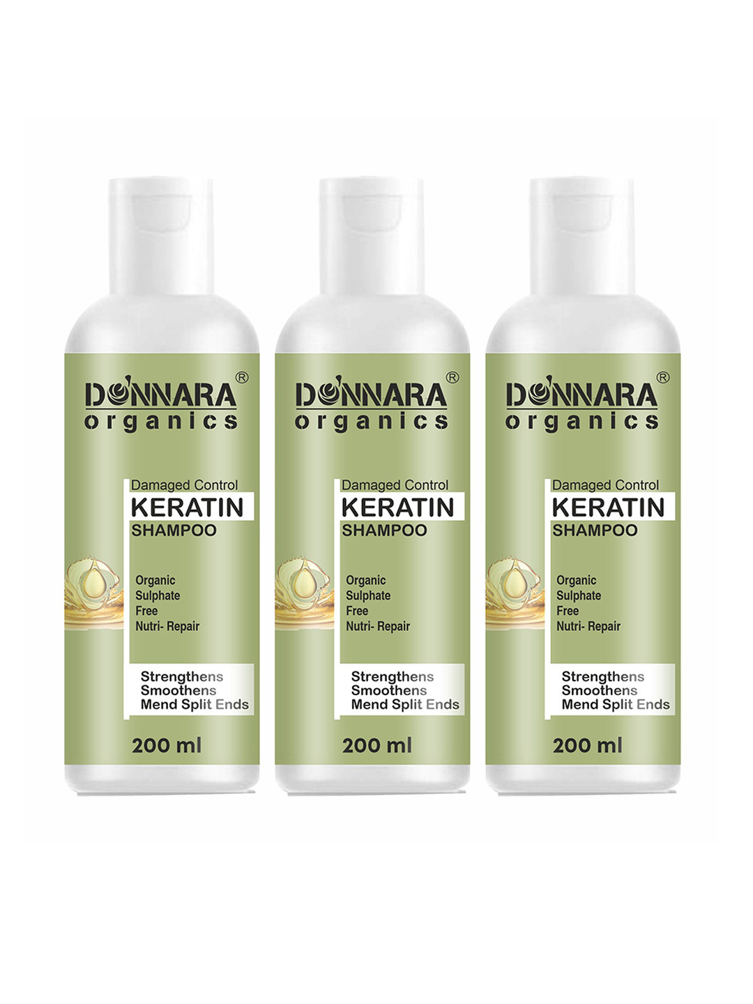 Donnara Organics Set Of 3 Keratin Shampoo With Natural Proteins - 200 ml Each