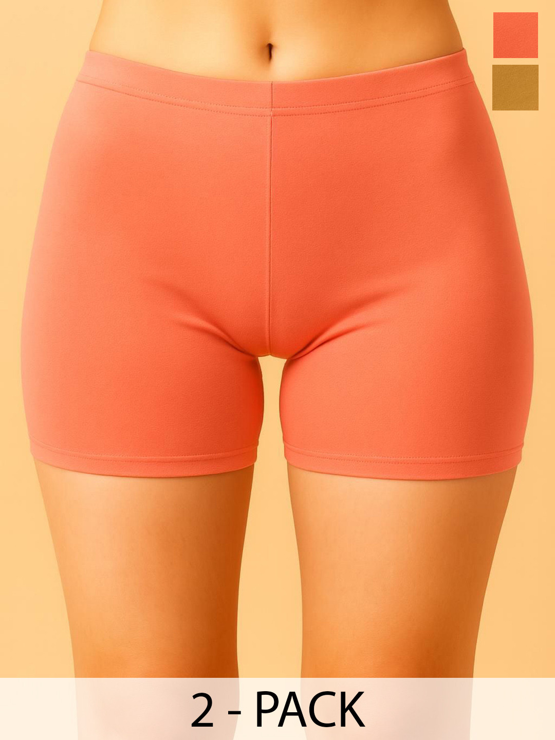 Apraa & Parma Pack of 2 Mid-Rise Antimicrobial Boyshort Briefs AP SBT-33 Peach,D Skin XS-2