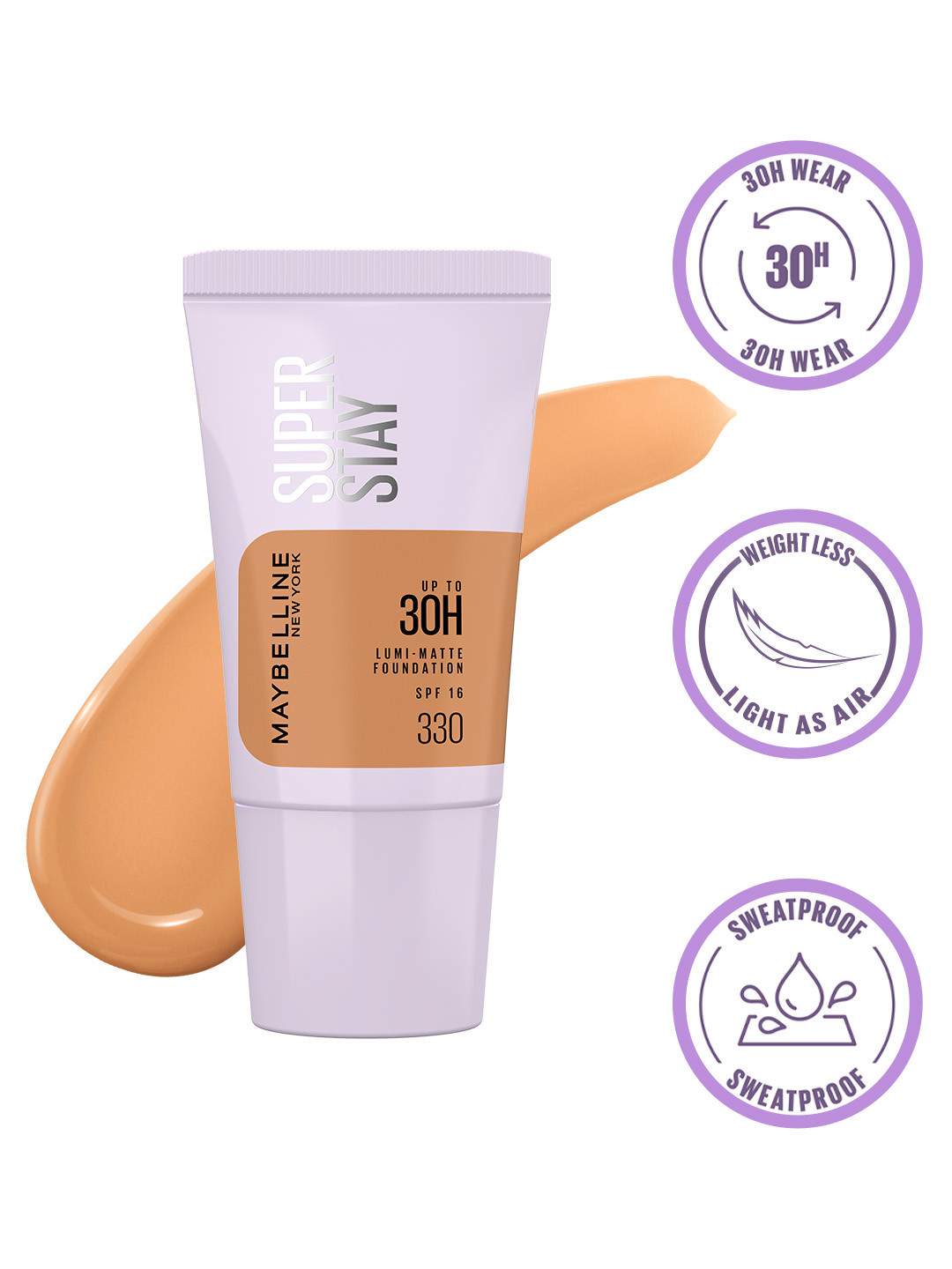 Maybelline New York Super Stay 30H Longwear Lightweight Lumi-Matte Foundation - 330