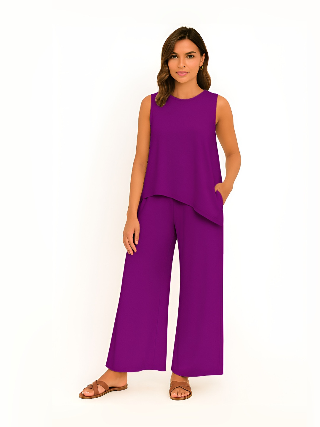 Moomaya Women Tank Top And Pants Co-ord Set With Pockets