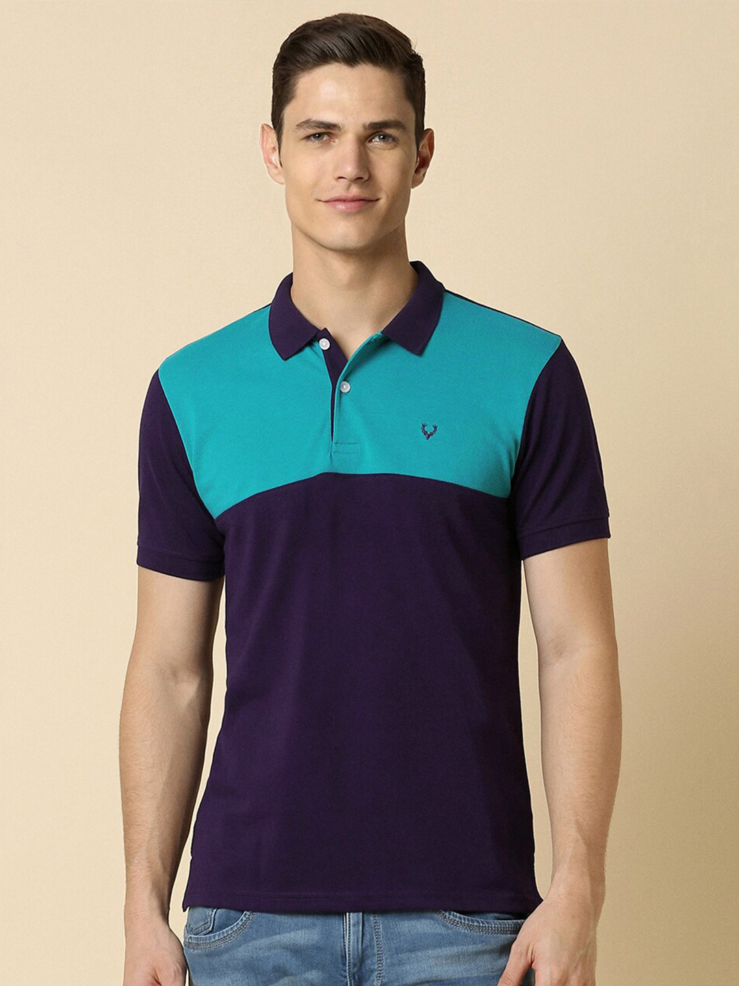 Allen Solly Short Sleeves Polo Collar Pure Cotton T-shirt