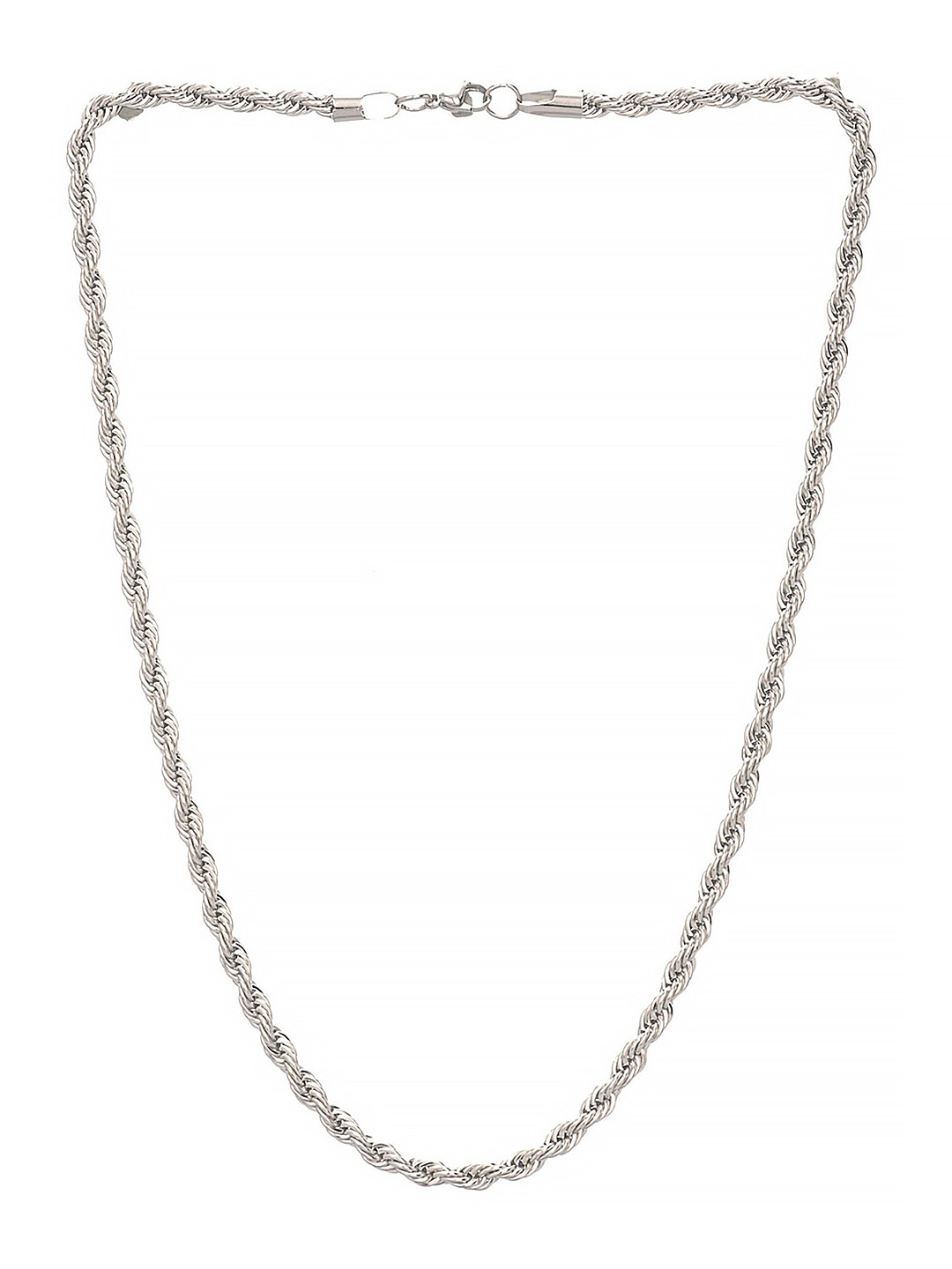 Beadworks Men Silver Plated Stainless Steel Rope Chain