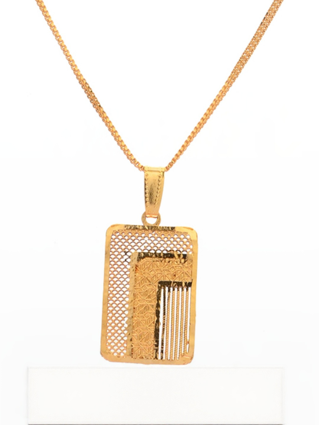 Beadworks Women Gold-Plated Geometric Pendants & Chains