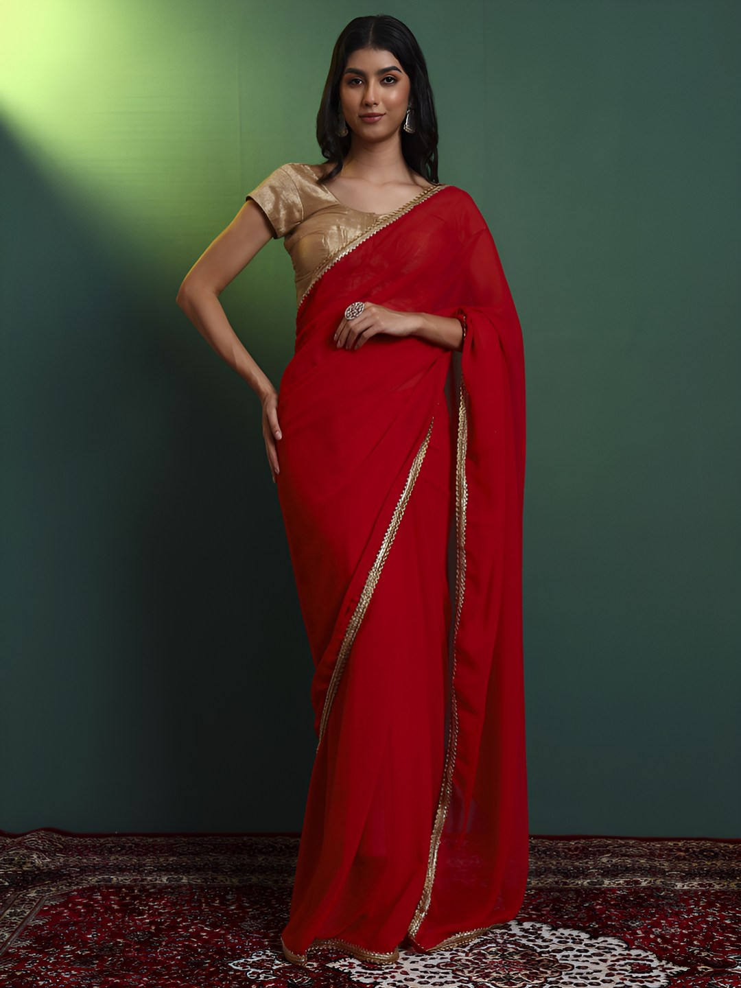 Salvia Sky Georgette Classic Saree