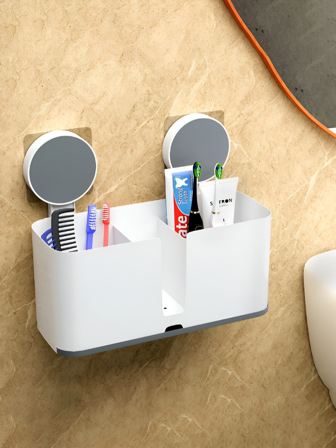 Aura White Self-Adhesive Toothpaste Holder