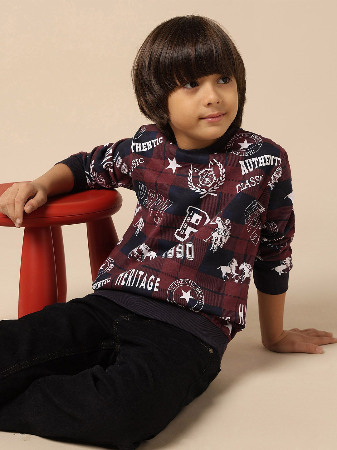 U.S. Polo Assn. Kids Boys Printed Regular Fit Sweatshirt