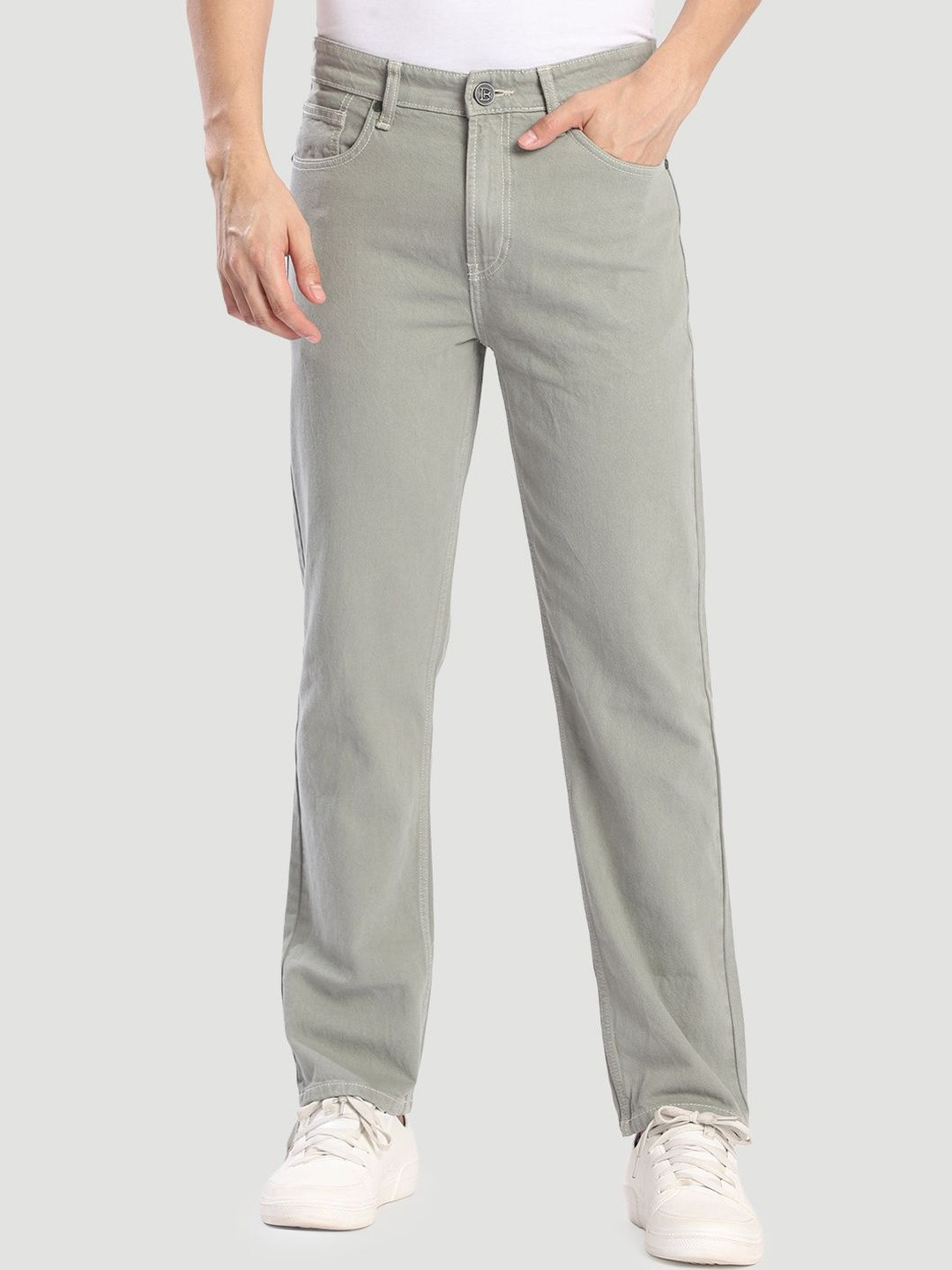 Bene Kleed Men Grey Relaxed Fit Mid-Rise Coloured Denim Jeans