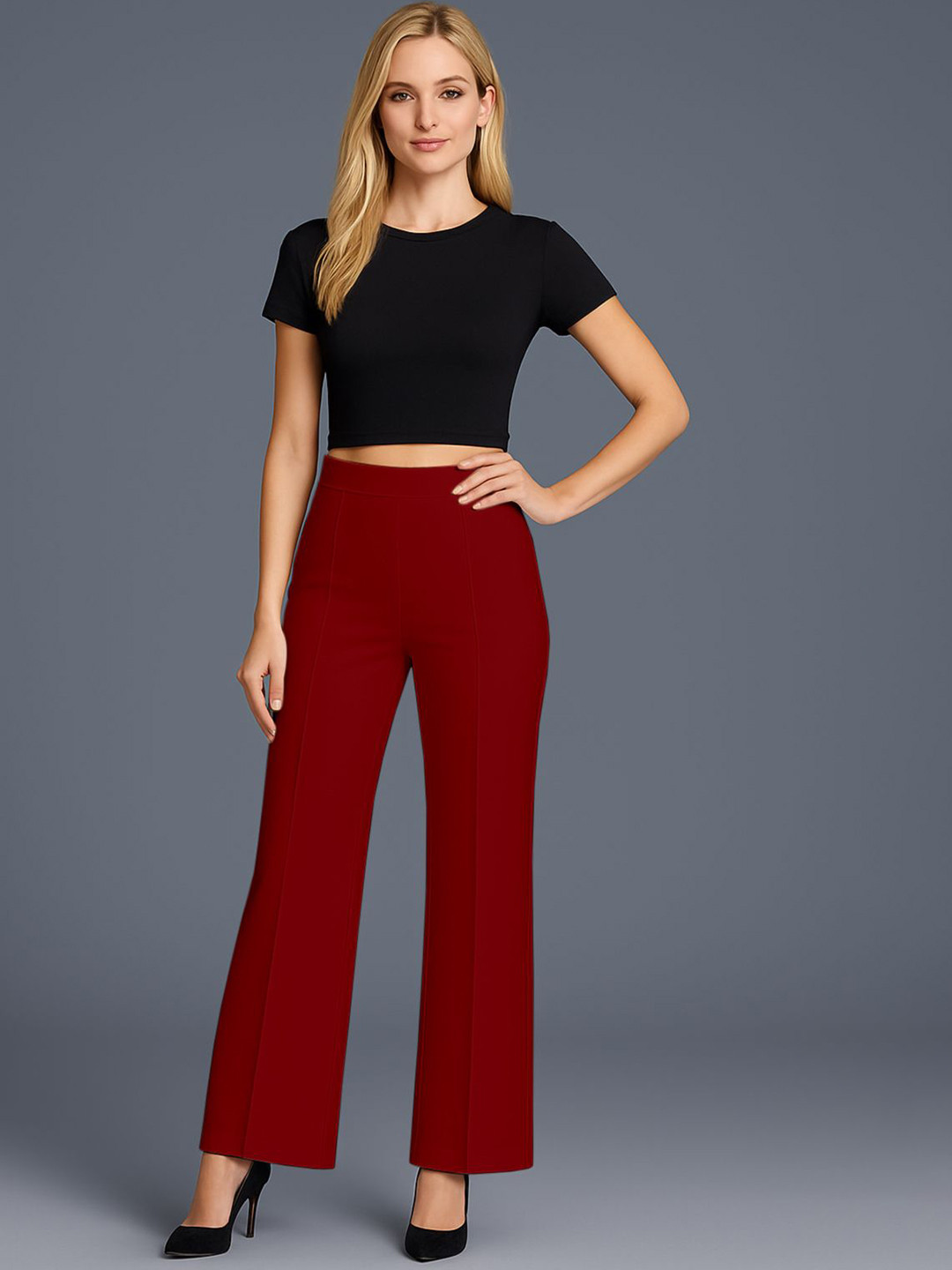 SWADESI STUFF Women High-Rise Flat-Front Trousers